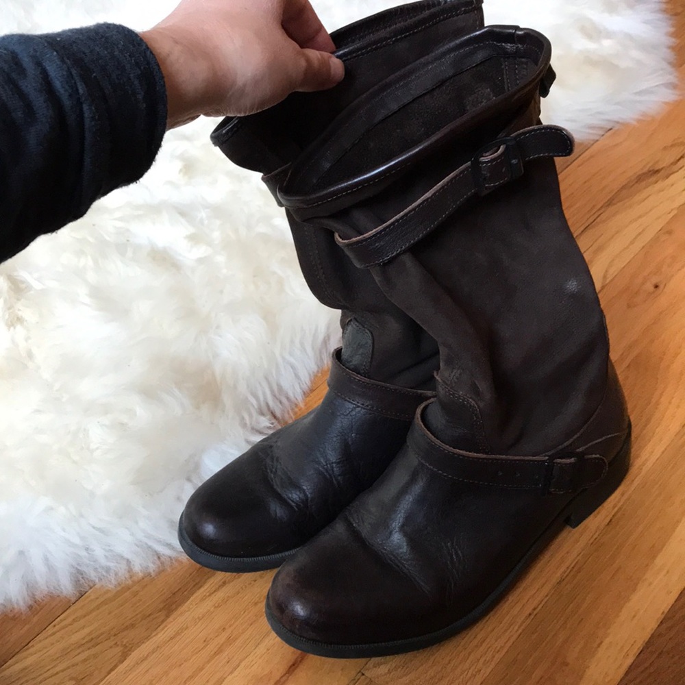 Camper leather and suede brown slouch boots